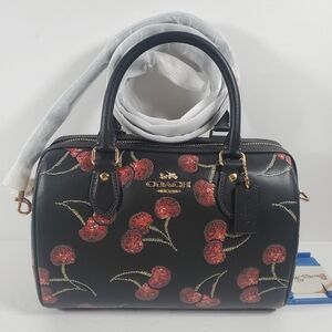 Coach Rowan Satchel Bag With Cherry Print NWT